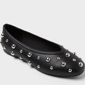 a new day Black Sammie Ballet Flat with Silver Studs